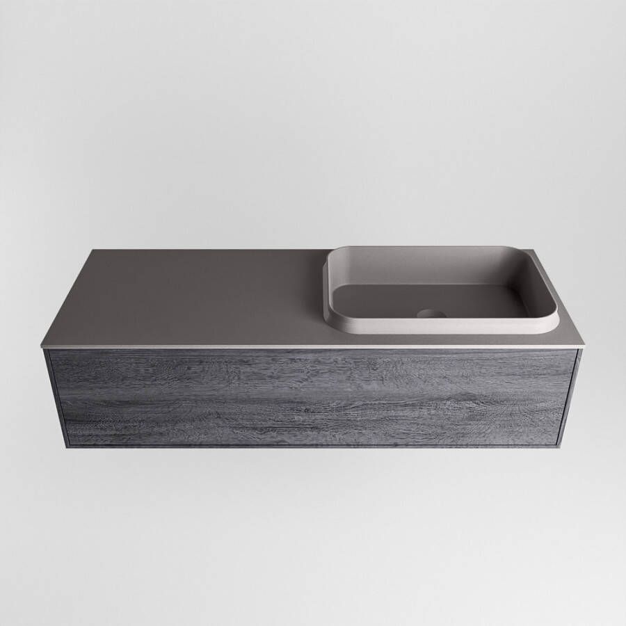 Mondiaz Erin badmeubel 120cm Antracite Ridge wastafel Dark Grey Rechts zonder kraangat