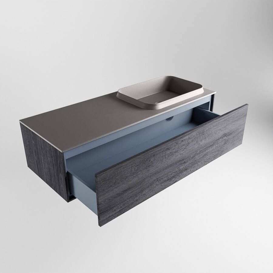 Mondiaz Erin badmeubel 120cm Antracite Ridge wastafel Dark Grey Rechts zonder kraangat