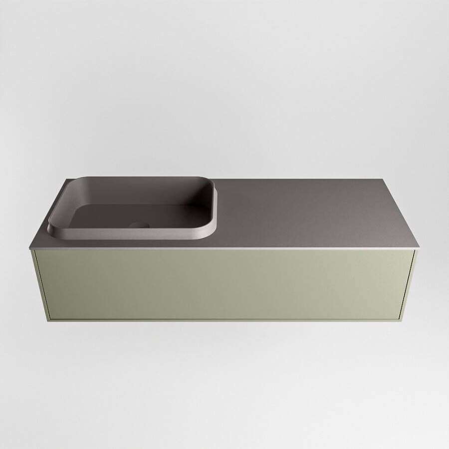 Mondiaz Erin badmeubel 120cm Army Ridge wastafel Dark Grey Links met 1 kraangat