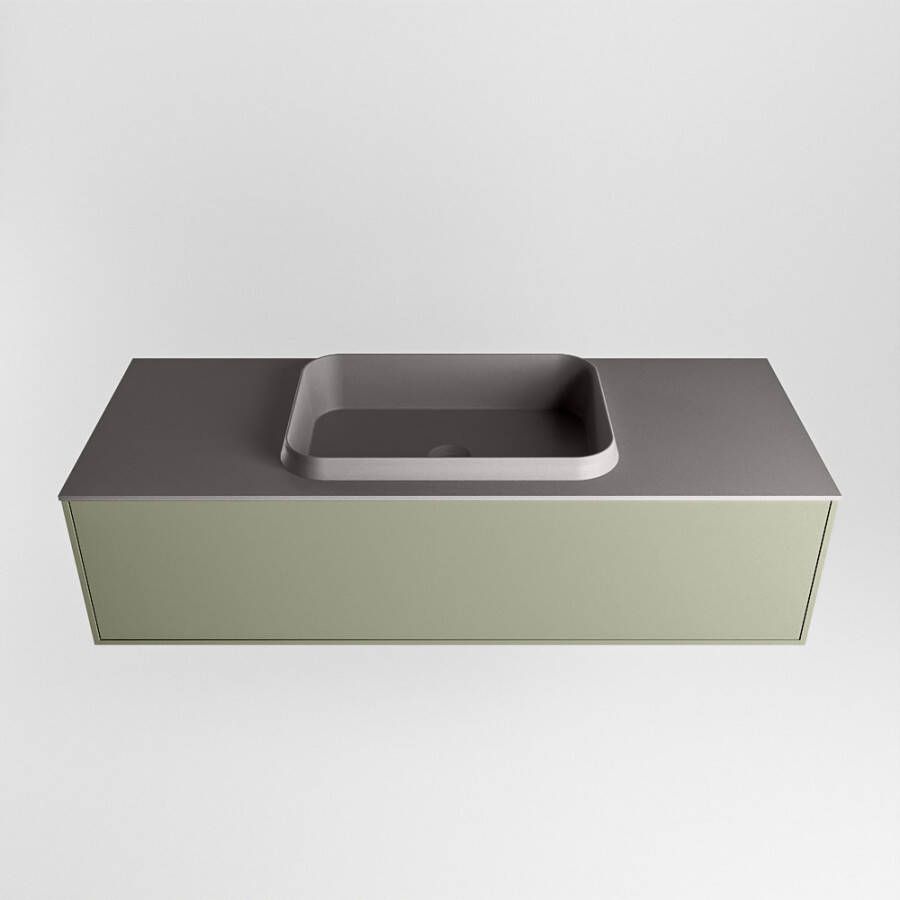 Mondiaz Erin badmeubel 120cm Army Ridge wastafel Dark Grey Midden met 1 kraangat