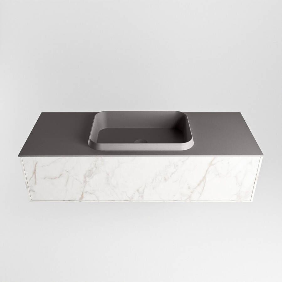 Mondiaz Erin badmeubel 120cm Cararra Ridge wastafel Dark Grey Midden met 1 kraangat