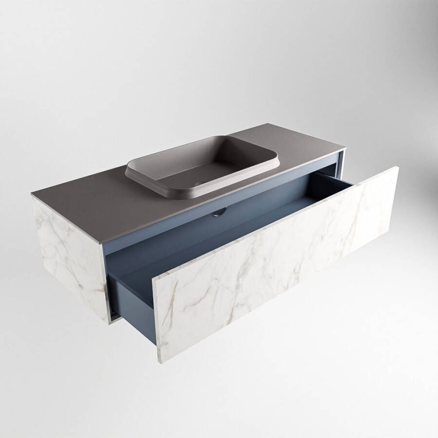 Mondiaz Erin badmeubel 120cm Cararra Ridge wastafel Dark Grey Midden met 1 kraangat