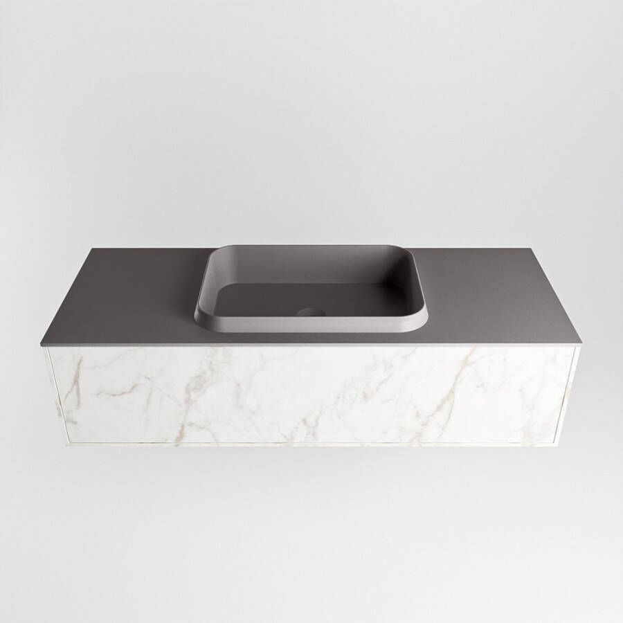 Mondiaz Erin badmeubel 120cm Cararra Ridge wastafel Dark Grey Midden zonder kraangat