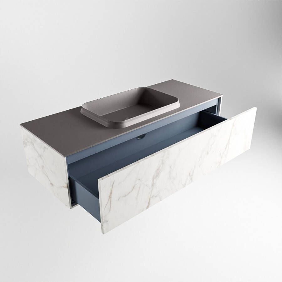 Mondiaz Erin badmeubel 120cm Cararra Ridge wastafel Dark Grey Midden zonder kraangat