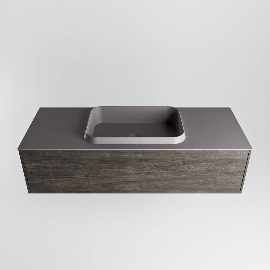 Mondiaz Erin badmeubel 120cm Dark Brown Ridge wastafel Dark Grey Midden met 1 kraangat