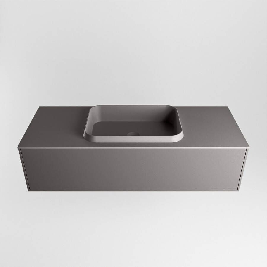 Mondiaz Erin badmeubel 120cm Dark Grey Ridge wastafel Dark Grey Midden met 1 kraangat