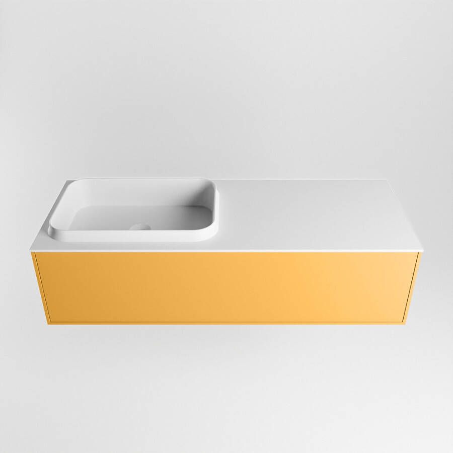 Mondiaz Erin badmeubel 120cm Ocher Ridge wastafel Talc Links met 1 kraangat