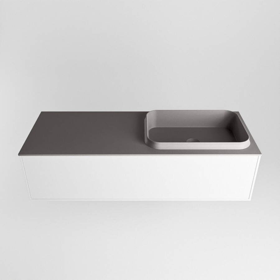 Mondiaz Erin badmeubel 120cm Talc Ridge wastafel Dark Grey Rechts met 1 kraangat