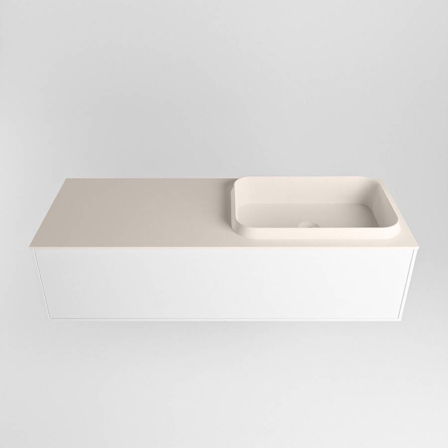 Mondiaz Erin badmeubel 120cm Talc Ridge wastafel Linen Rechts zonder kraangat