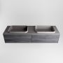 Mondiaz ERIN 150cm badmeubelset onderkast kleur Antracite met 2 lades Wastafel RIDGE dubbel 2 kraangaten kleur Dark grey ERIN12034 - Thumbnail 4