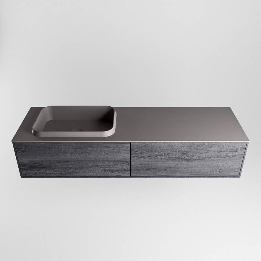 Mondiaz Erin badmeubel 150cm Antracite Ridge wastafel Dark Grey Links met 1 kraangat
