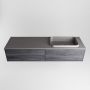 Mondiaz ERIN 150cm badmeubelset onderkast kleur Antracite met 2 lades Wastafel RIDGE rechts 1 kraangat kleur Dark grey ERIN12033 - Thumbnail 4