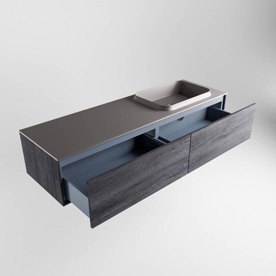 Mondiaz Erin badmeubel 150cm Antracite Ridge wastafel Dark Grey Rechts met 1 kraangat