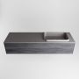Mondiaz ERIN 150cm badmeubelset onderkast kleur Antracite met 1 lade Wastafel RIDGE rechts zonder kraangaten kleur Dark grey ERIN12019 - Thumbnail 4