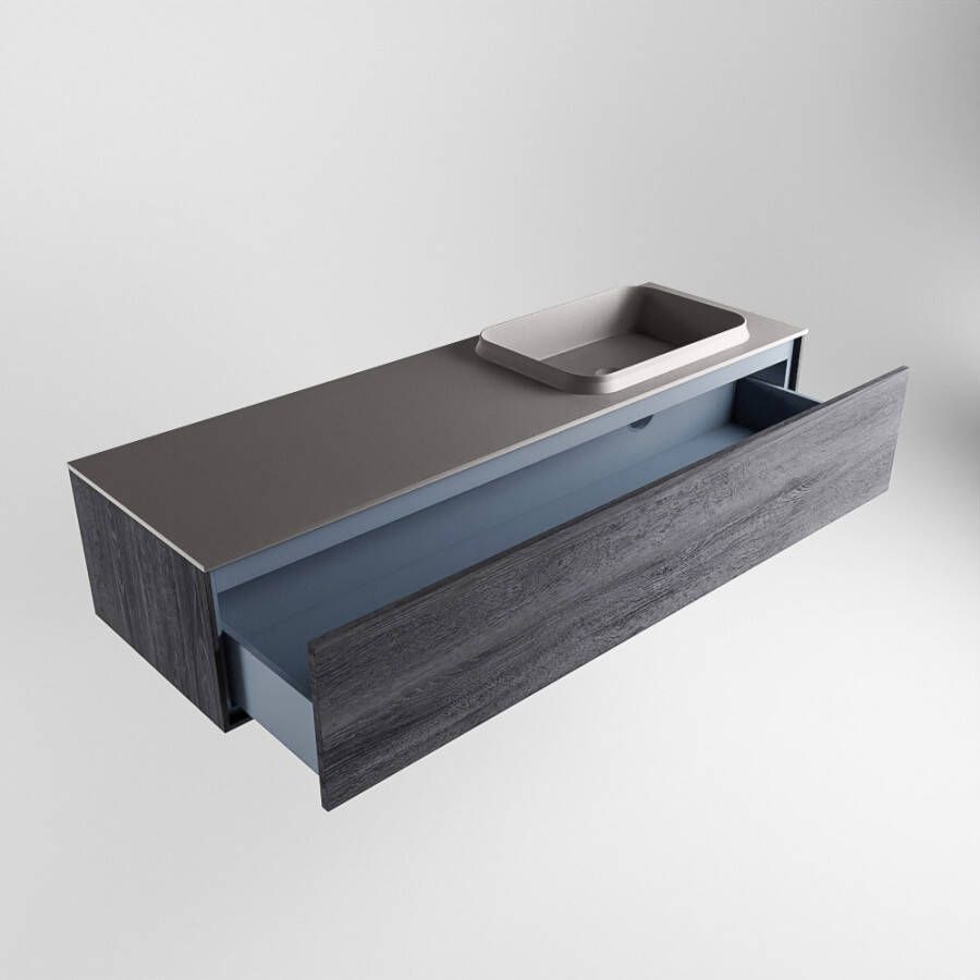 Mondiaz Erin badmeubel 150cm Antracite Ridge wastafel Dark Grey Rechts zonder kraangat