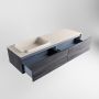 Mondiaz ERIN 150cm badmeubelset onderkast kleur Antracite met 2 lades Wastafel RIDGE links 1 kraangat kleur Linen ERIN12780 - Thumbnail 5