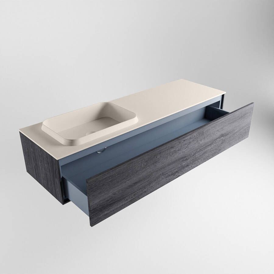 Mondiaz Erin badmeubel 150cm Antracite Ridge wastafel Linen Links zonder kraangat