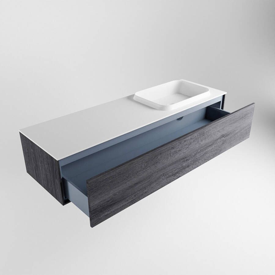 Mondiaz Erin badmeubel 150cm Antracite Ridge wastafel Talc Rechts zonder kraangat