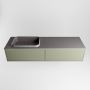 Mondiaz ERIN 150cm badmeubelset onderkast kleur Army met 2 lades Wastafel RIDGE links 1 kraangat kleur Dark grey ERIN11794 - Thumbnail 4