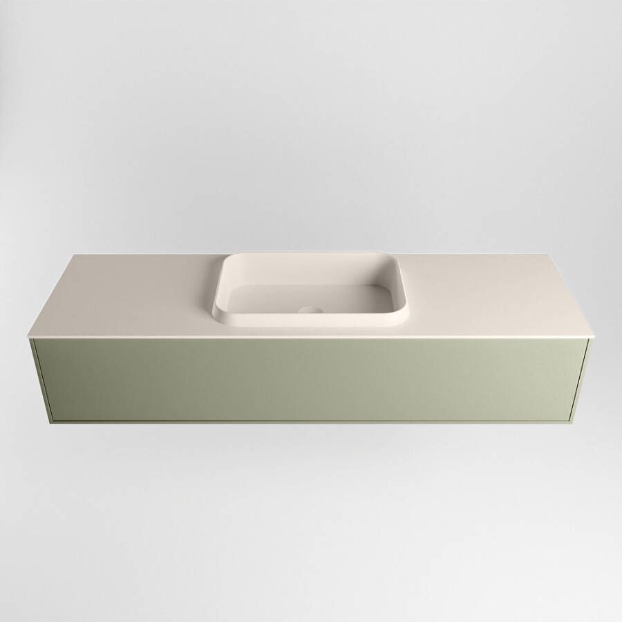 Mondiaz Erin badmeubel 150cm Army Ridge wastafel Linen Midden zonder kraangat