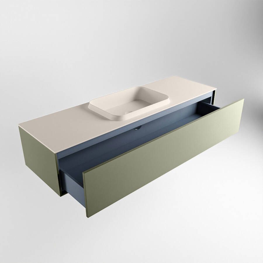 Mondiaz Erin badmeubel 150cm Army Ridge wastafel Linen Midden zonder kraangat