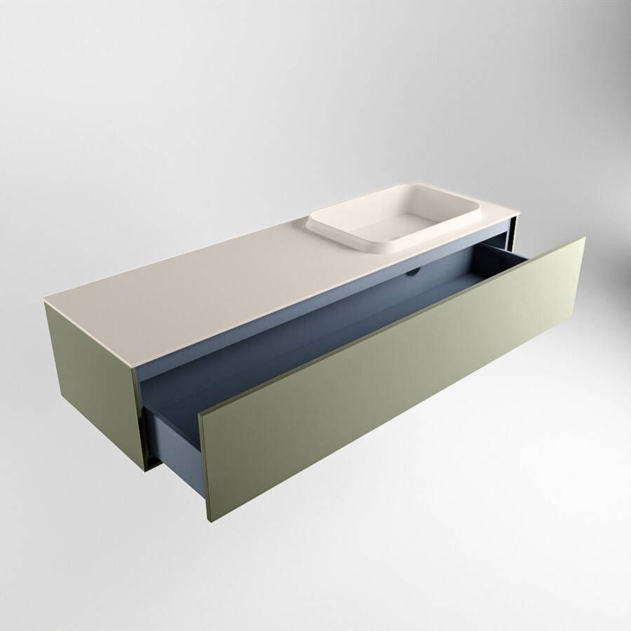Mondiaz Erin badmeubel 150cm Army Ridge wastafel Linen Rechts zonder kraangat