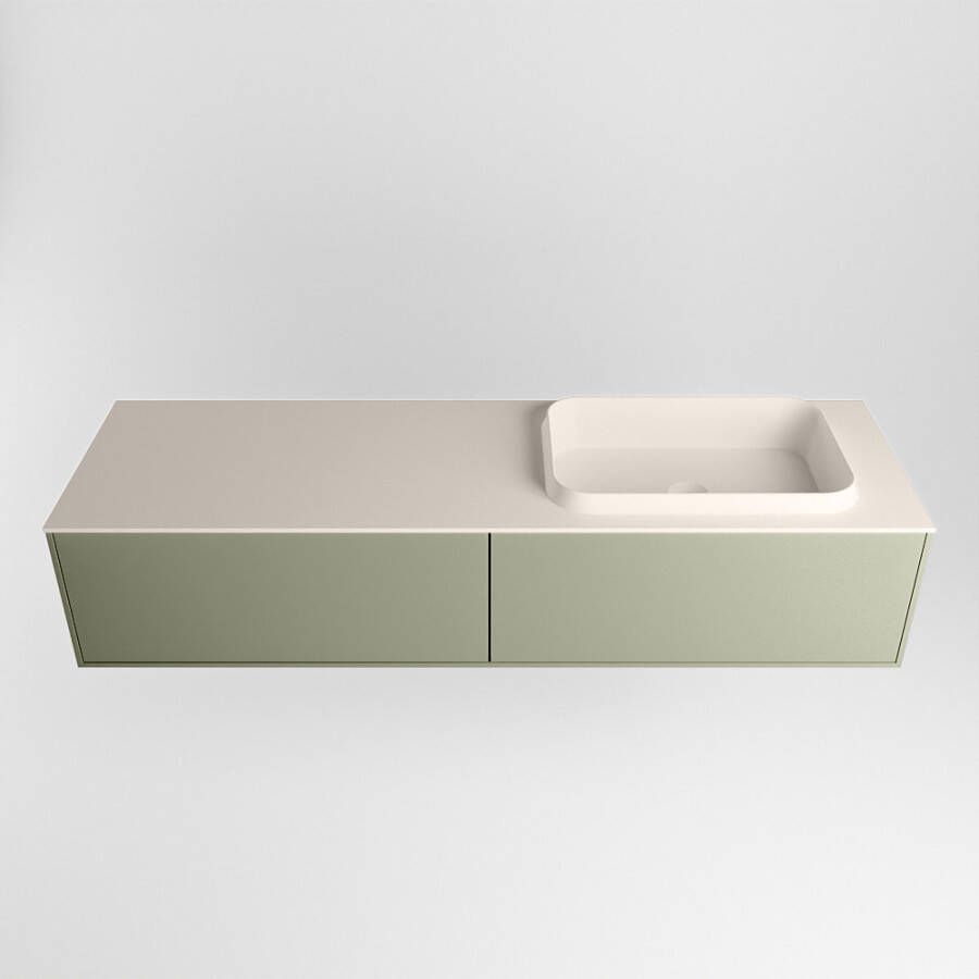 Mondiaz Erin badmeubel 150cm Army Ridge wastafel Linen Rechts zonder kraangat