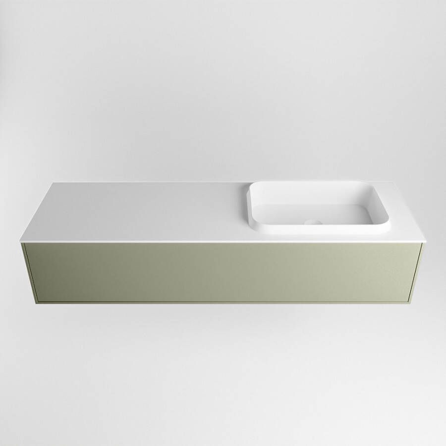 Mondiaz Erin badmeubel 150cm Army Ridge wastafel Talc Rechts zonder kraangat