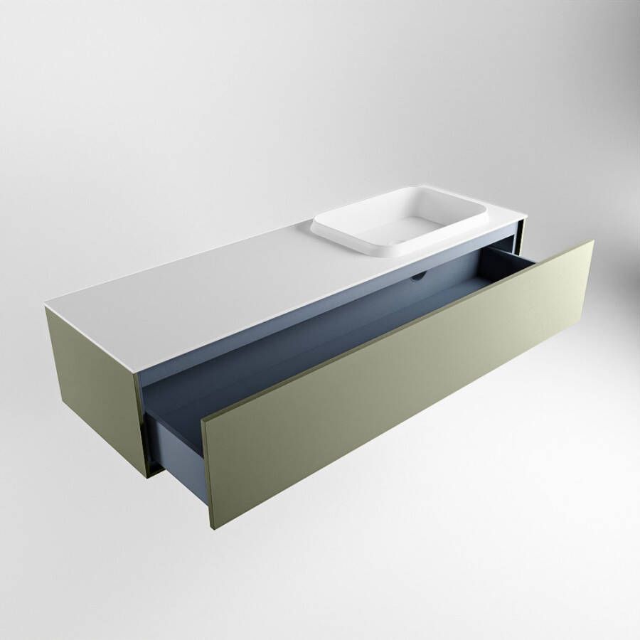Mondiaz Erin badmeubel 150cm Army Ridge wastafel Talc Rechts zonder kraangat