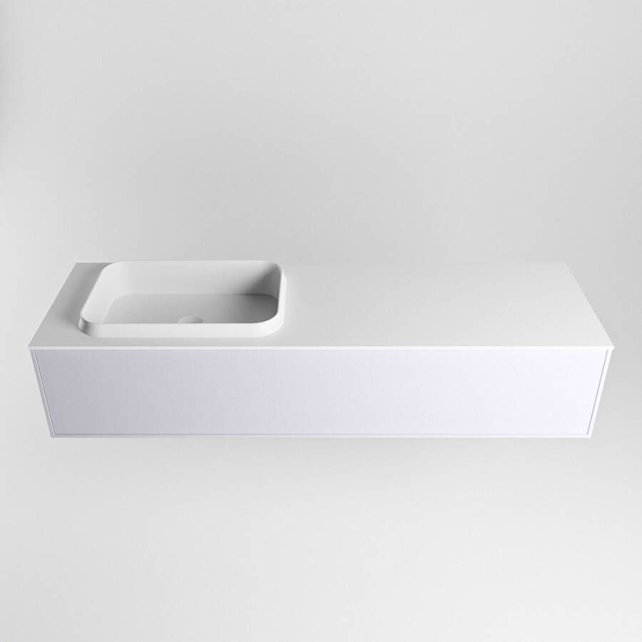 Mondiaz Erin badmeubel 150cm Cale Ridge wastafel Talc Links met 1 kraangat