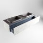 Mondiaz ERIN 150cm badmeubelset onderkast kleur carrara met 1 lade Wastafel RIDGE dubbel 2 kraangaten kleur Dark grey ERIN12228 - Thumbnail 5