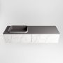 Mondiaz ERIN 150cm badmeubelset onderkast kleur carrara met 2 lades Wastafel RIDGE links 1 kraangat kleur Dark grey ERIN12236 - Thumbnail 4