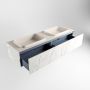 Mondiaz ERIN 150cm badmeubelset onderkast kleur carrara met 2 lades Wastafel RIDGE dubbel zonder kraangaten kleur Linen ERIN12983 - Thumbnail 5
