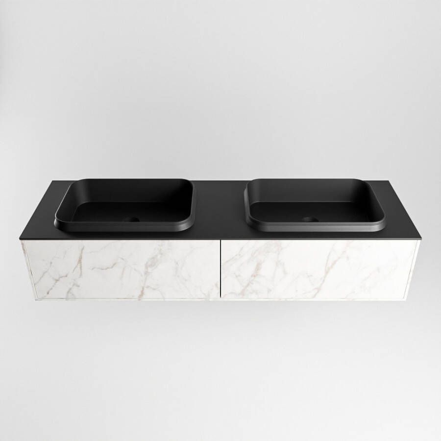 Mondiaz Erin badmeubel 150cm Cararra Ridge wastafel Urban Dubbel zonder kraangat