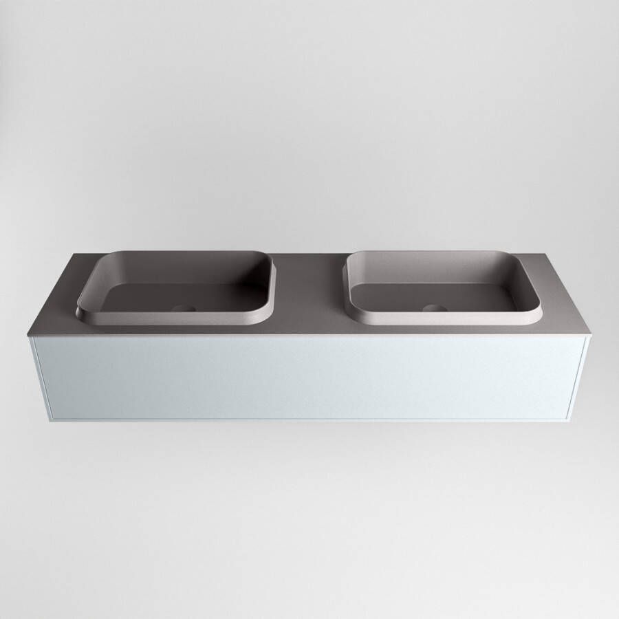 Mondiaz Erin badmeubel 150cm Clay Ridge wastafel Dark Grey Dubbel met 2 kraangaten
