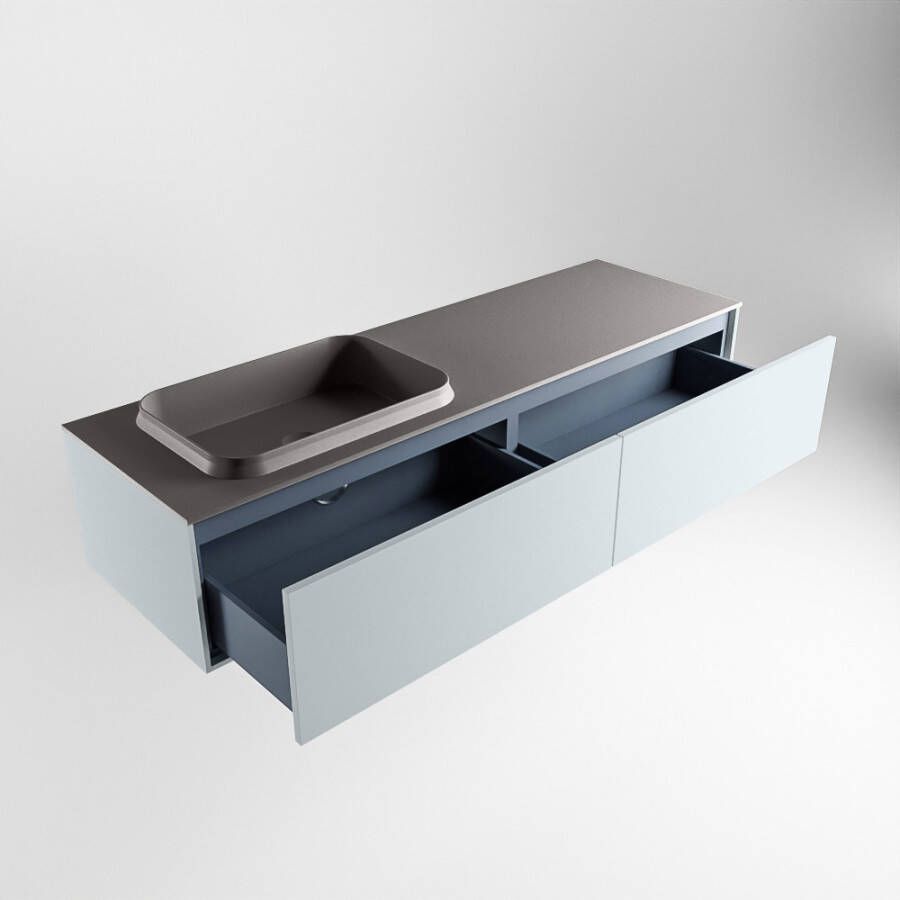 Mondiaz Erin badmeubel 150cm Clay Ridge wastafel Dark Grey Links met 1 kraangat