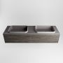 Mondiaz ERIN 150cm badmeubelset onderkast kleur Dark brown met 1 lade Wastafel RIDGE dubbel 2 kraangaten kleur Dark grey ERIN12092 - Thumbnail 4