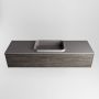Mondiaz ERIN 150cm badmeubelset onderkast kleur Dark brown met 1 lade Wastafel RIDGE midden 1 kraangat kleur Dark grey ERIN12089 - Thumbnail 4