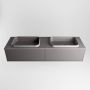 Mondiaz ERIN 150cm badmeubelset onderkast kleur Dark grey met 2 lades Wastafel RIDGE dubbel 2 kraangaten kleur Dark grey ERIN11762 - Thumbnail 4