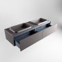 Mondiaz ERIN 150cm badmeubelset onderkast kleur Dark grey met 2 lades Wastafel RIDGE dubbel 2 kraangaten kleur Dark grey ERIN11762 - Thumbnail 5