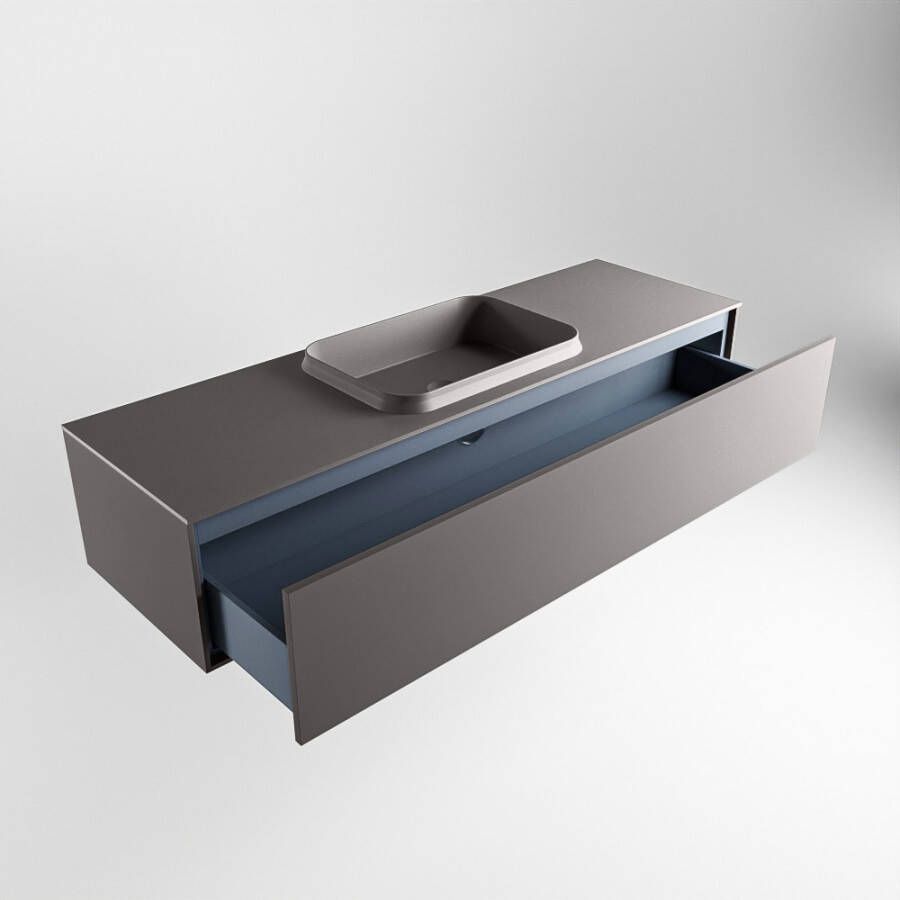 Mondiaz Erin badmeubel 150cm Dark Grey Ridge wastafel Dark Grey Midden zonder kraangat