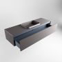 Mondiaz Badkamermeubelset Erin 150 cm met 1 Lade met RIDGE Wastafel Midden Dark grey Zonder Kraangaten Greeploos Mat Dark Grey - Thumbnail 4
