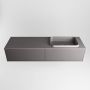 Mondiaz Badkamermeubelset Erin 150 cm met 2 Lades met RIDGE Wastafel Rechts Dark grey met 1 kraangat Greeploos Mat Dark Grey - Thumbnail 4