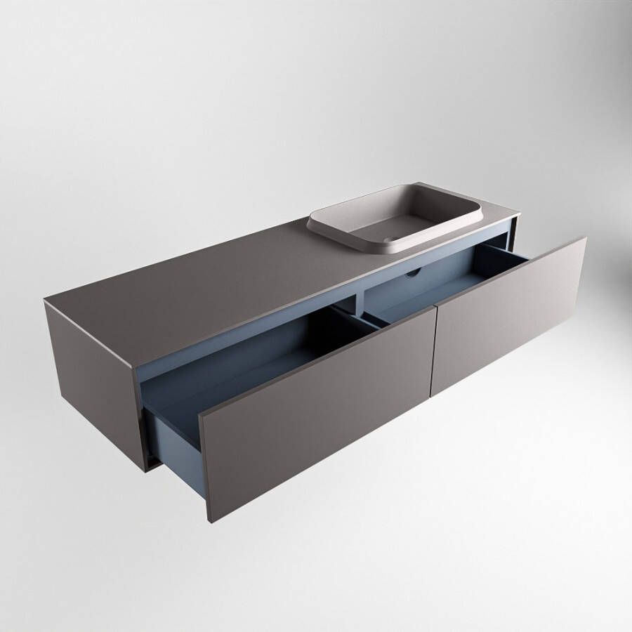 Mondiaz Erin badmeubel 150cm Dark Grey Ridge wastafel Dark Grey Rechts met 1 kraangat