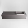 Mondiaz Badkamermeubelset Erin 150 cm met 2 Lades met RIDGE Wastafel Rechts Dark grey Zonder Kraangaten Greeploos Mat Dark Grey - Thumbnail 4