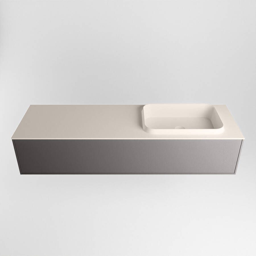 Mondiaz Erin badmeubel 150cm Dark Grey Ridge wastafel Linen Rechts zonder kraangat