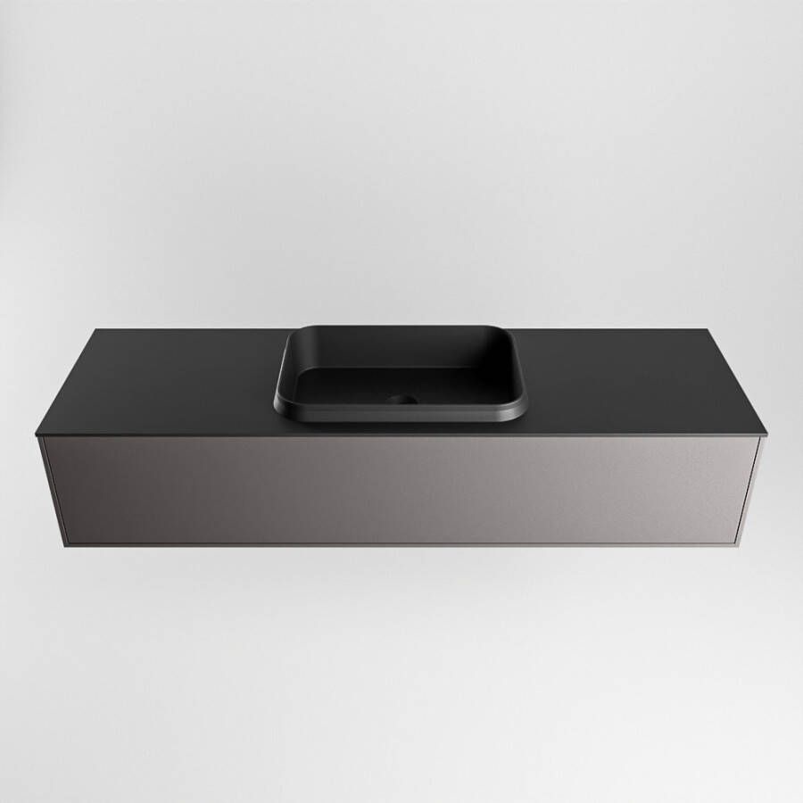 Mondiaz Erin badmeubel 150cm Dark Grey Ridge wastafel Urban Midden zonder kraangat