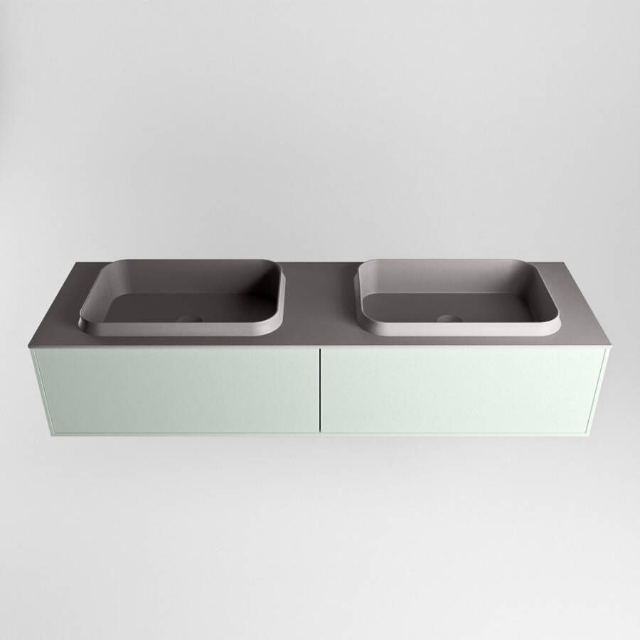Mondiaz Erin badmeubel 150cm Greey Ridge wastafel Dark Grey Dubbel met 2 kraangaten