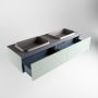 Mondiaz ERIN 150cm badmeubelset onderkast kleur Greey met 2 lades Wastafel RIDGE dubbel 2 kraangaten kleur Dark grey ERIN11626 - Thumbnail 5