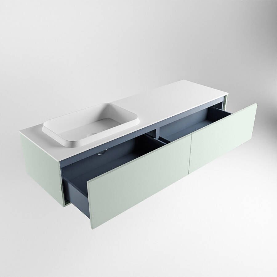 Mondiaz Erin badmeubel 150cm Greey Ridge wastafel Talc Links zonder kraangat